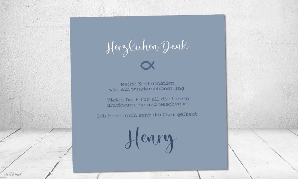 Dankeskarte Konfirmation ohne Foto