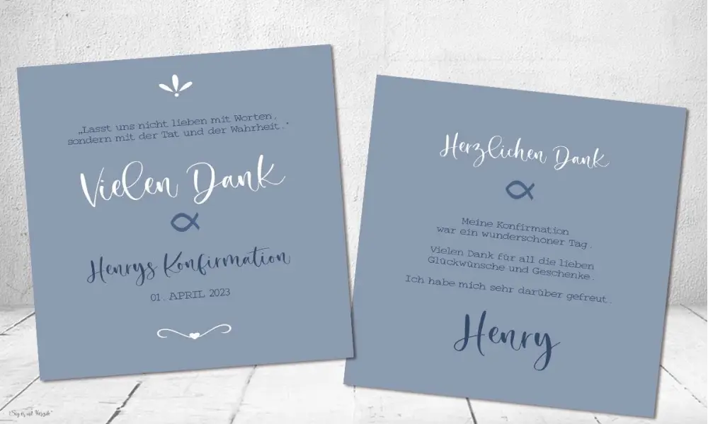 Dankeskarte Konfirmation ohne Foto