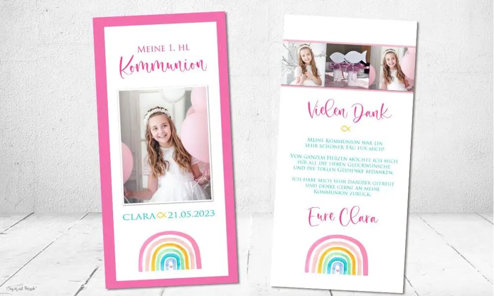 Dankeskarten Kommunion Regenbogen