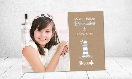 Danksagung Kommunion Kraftpapier Leuchtturm