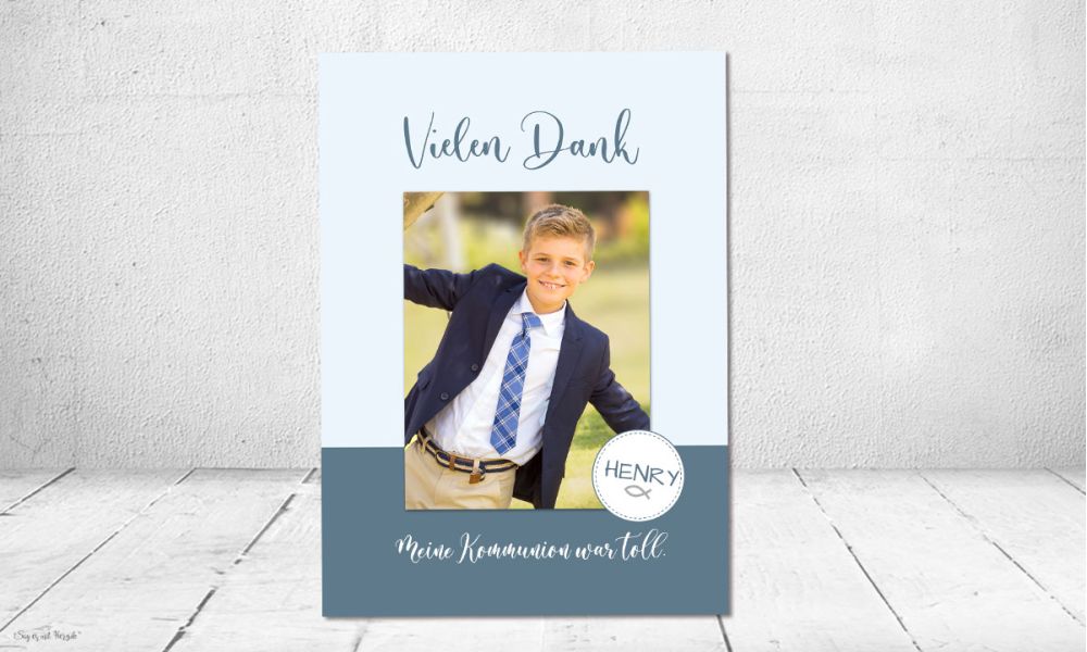 Dankeskarte Kommunion Junge modern