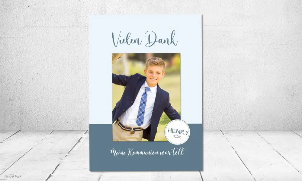 Dankeskarte Kommunion Junge modern