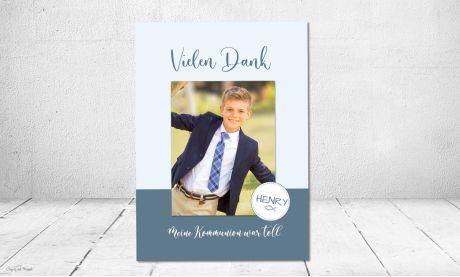 Dankeskarte Kommunion Junge modern