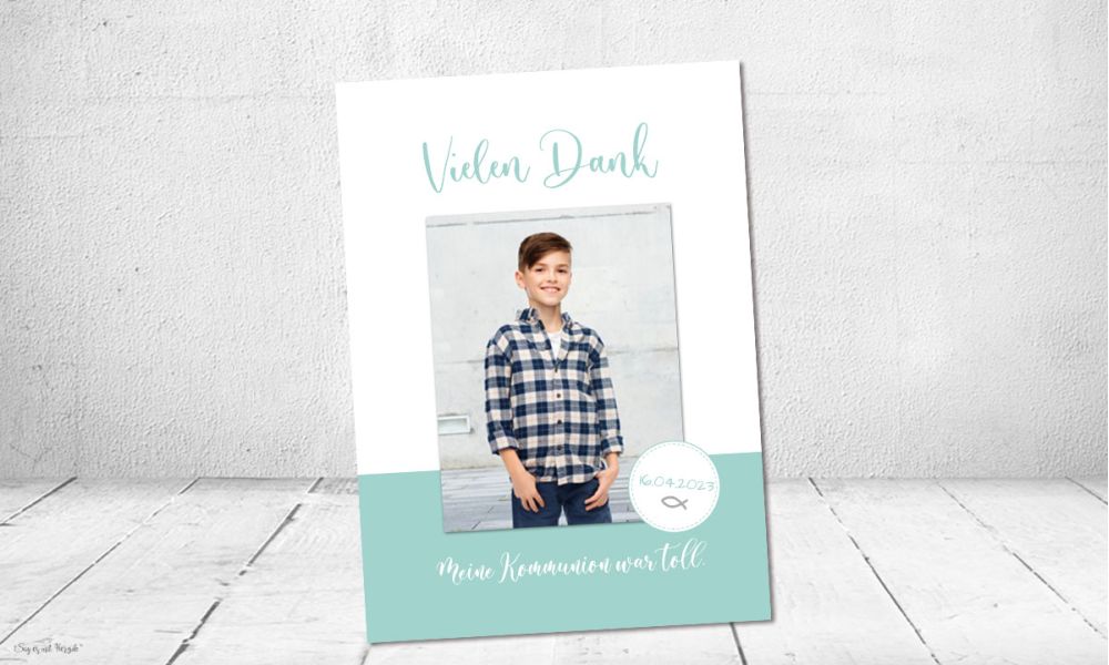 Dankeskarte Kommunion Junge modern