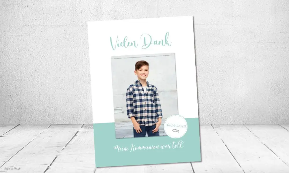 Dankeskarte Kommunion Junge modern