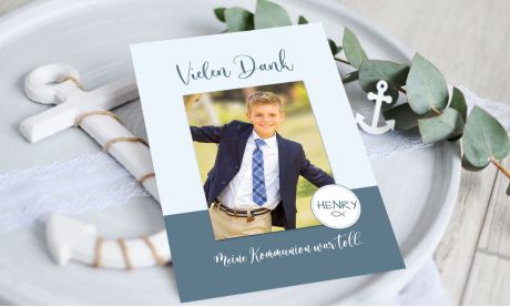 Dankeskarte Kommunion Junge modern