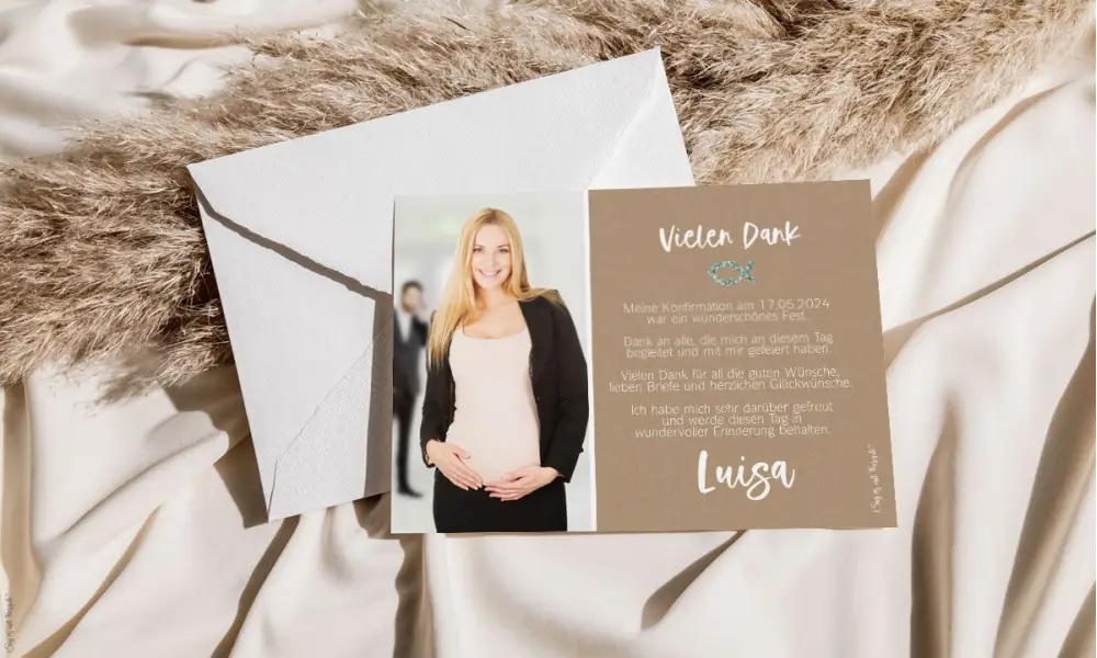 Danksagung Konfirmation Eukalyptus Kraftpapier