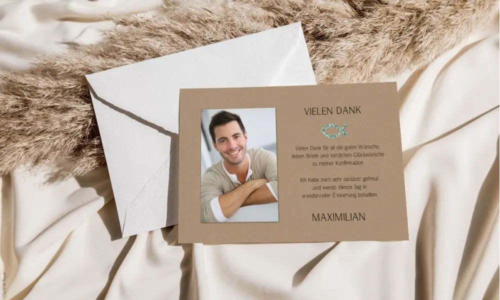 Danksagung Konfirmation Eukalyptus Kraftpapier