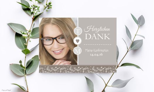 Danksagung Konfirmation Kommunion modern taupe
