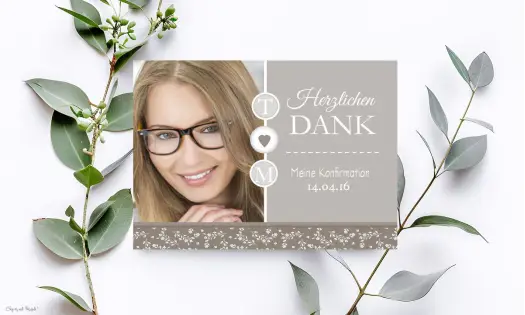 Danksagung Konfirmation Kommunion modern taupe
