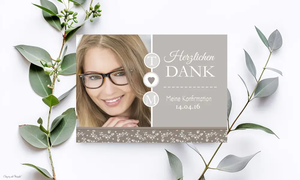 Danksagung Konfirmation Kommunion modern taupe