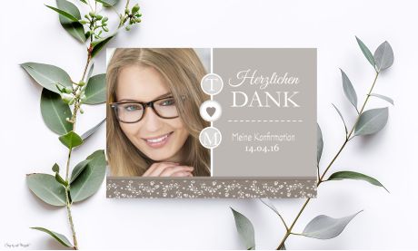 Danksagung Konfirmation Kommunion modern taupe