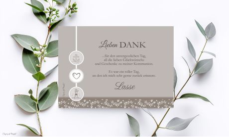 Danksagung Konfirmation Kommunion modern taupe