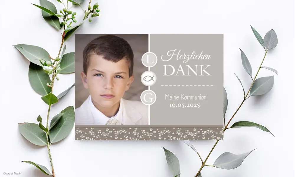 Danksagung Konfirmation Kommunion modern taupe