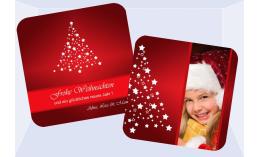 Flachkarte Weihnachten, Weihnachtskarte 2-seitig, 12,5x12,5 cm, rot