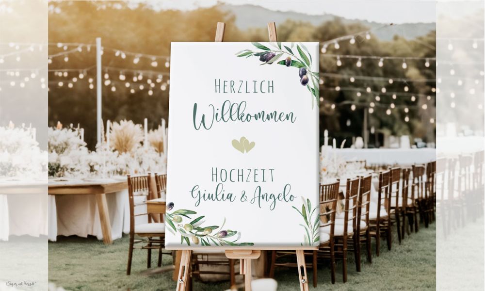 Willkommensschild Hochzeit