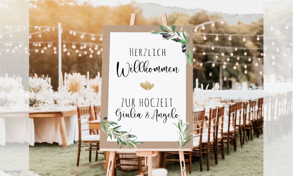 Willkommensschild Hochzeit