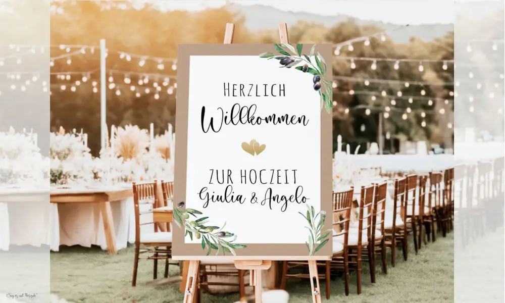 Willkommensschild Hochzeit