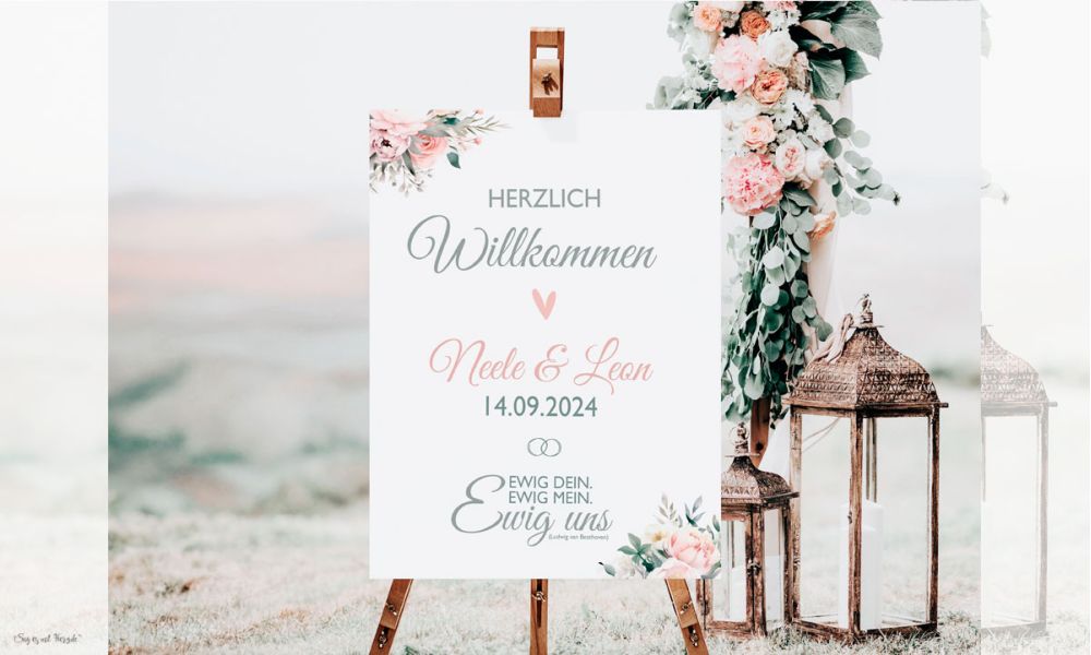 Willkommensschild Hochzeit