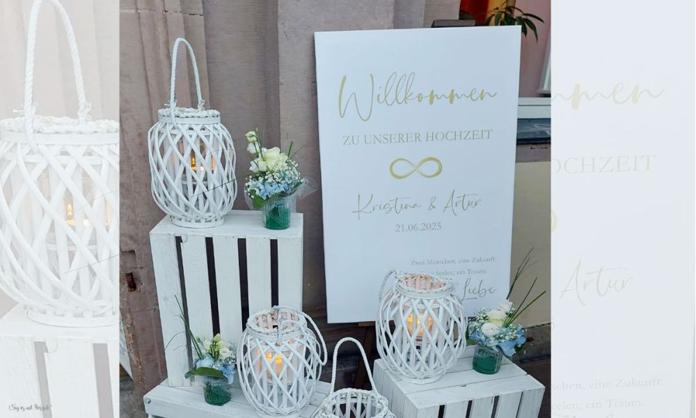 Willkommensschild Hochzeit