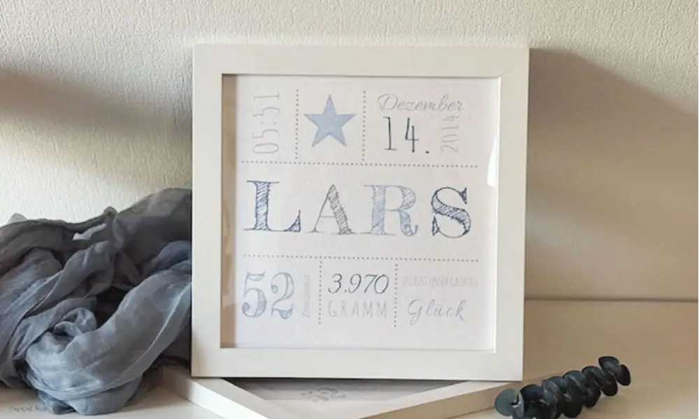 Geburtsdaten Bild Baby in Rahmen