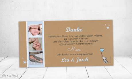 Danksagung Geburt Kraftpapier Elefant