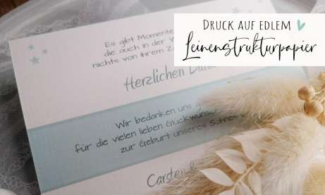 Dankeskarten Geburt quadratisch creme