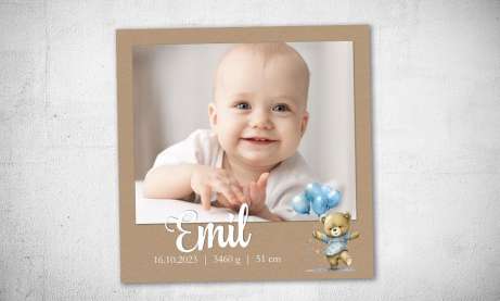 Danksagung Geburt quadratisch Kraftpapier