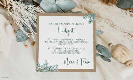 Einladungskarten Hochzeit Boho Eukalyptus