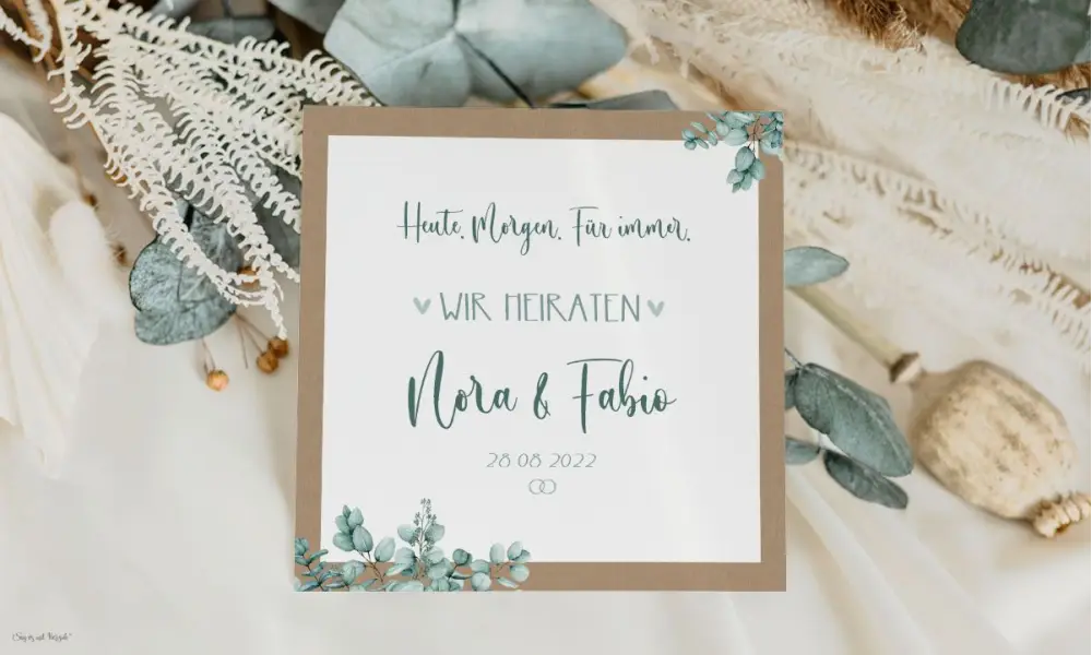 Einladungskarten Hochzeit Boho Eukalyptus