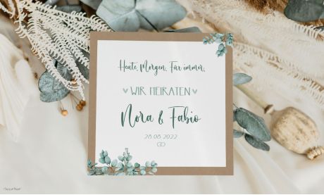 Einladungskarten Hochzeit Boho Eukalyptus