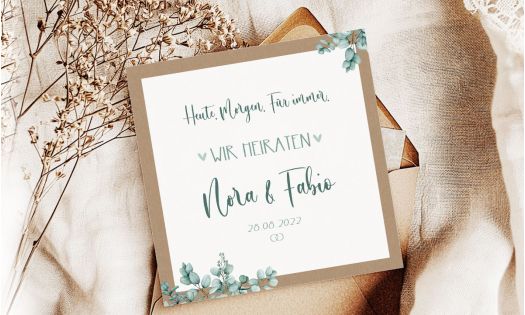 Einladungskarten Hochzeit Boho Eukalyptus