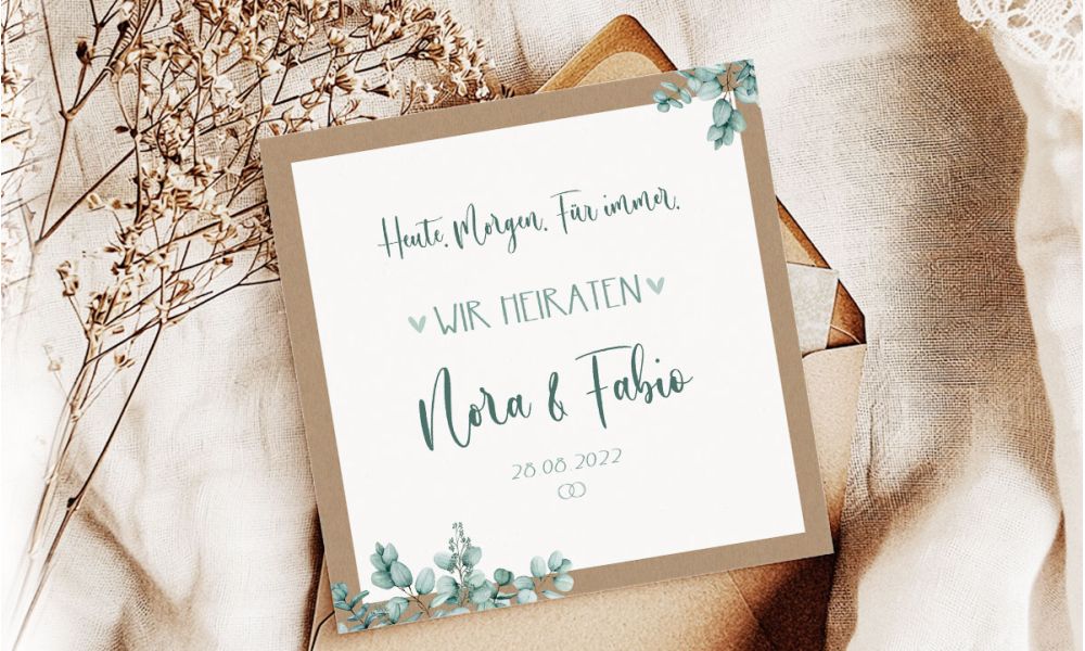 Einladungskarten Hochzeit Boho Eukalyptus