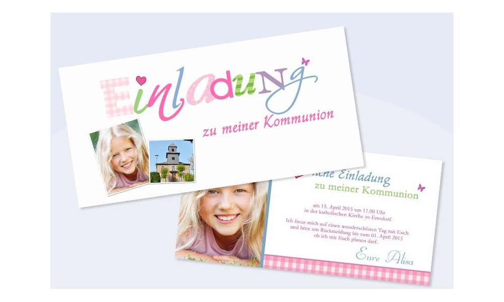Einladungskarte Konfirmation / Kommunion "kindlich verspielt"