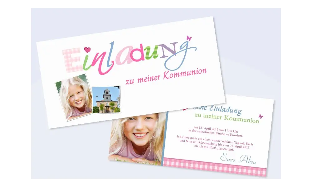 Einladungskarte Konfirmation / Kommunion "kindlich verspielt"
