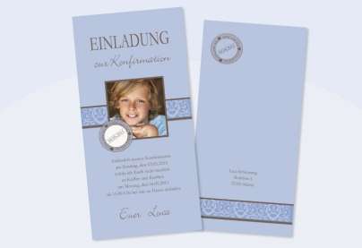 Einladungskarte Konfirmation / Kommunion "blaue Elegance"