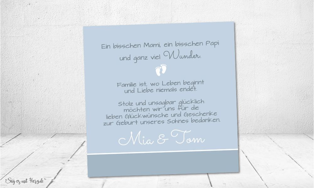 Dankeskarten Geburt Vintage blau