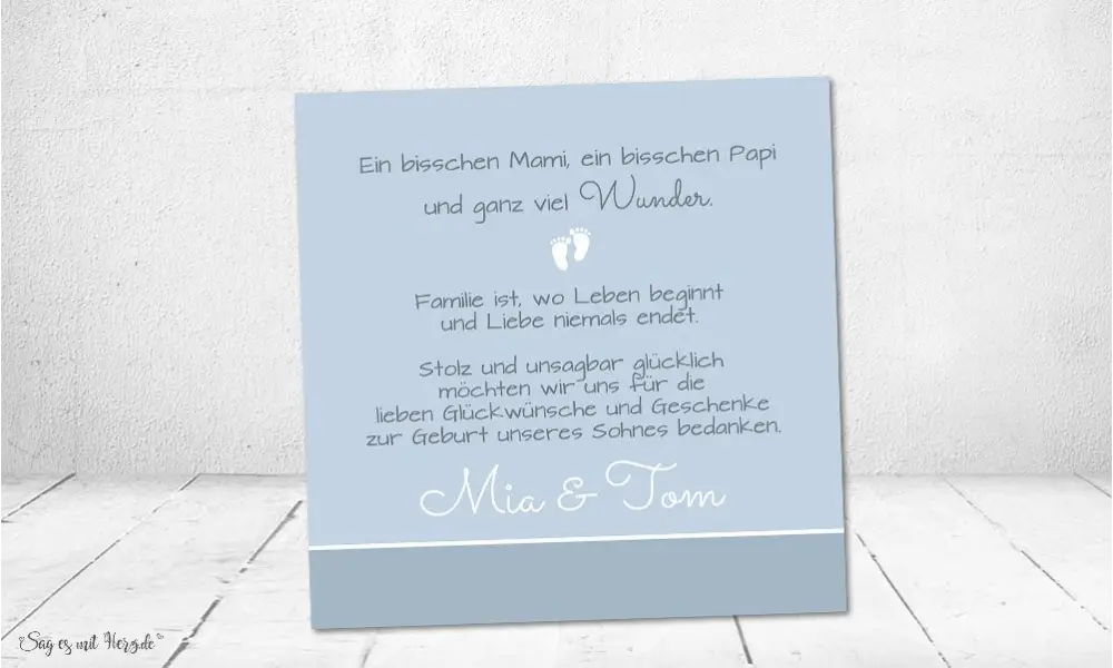 Dankeskarten Geburt Vintage blau