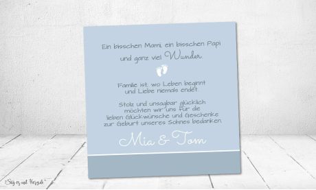Dankeskarten Geburt Vintage blau