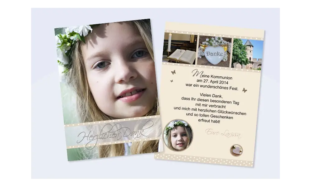Danksagungskarte Konfirmation Kommunion "Pünktchen"