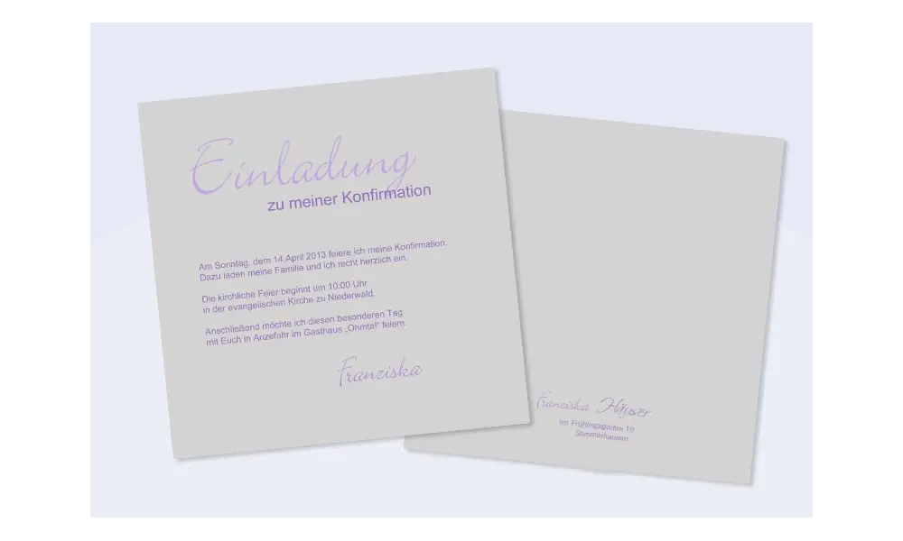 Einladungskarte Kommunion / Konfirmation - Weniger ist mehr