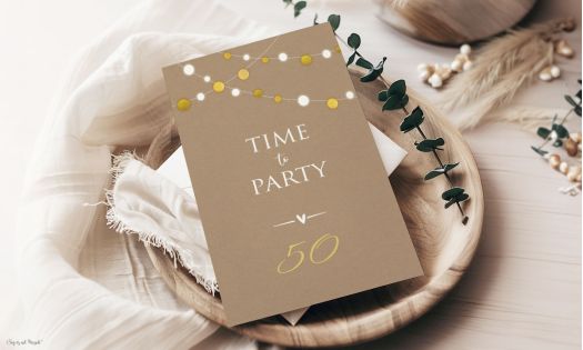 Einladungskarten 50. Geburtstag Kraftpapier