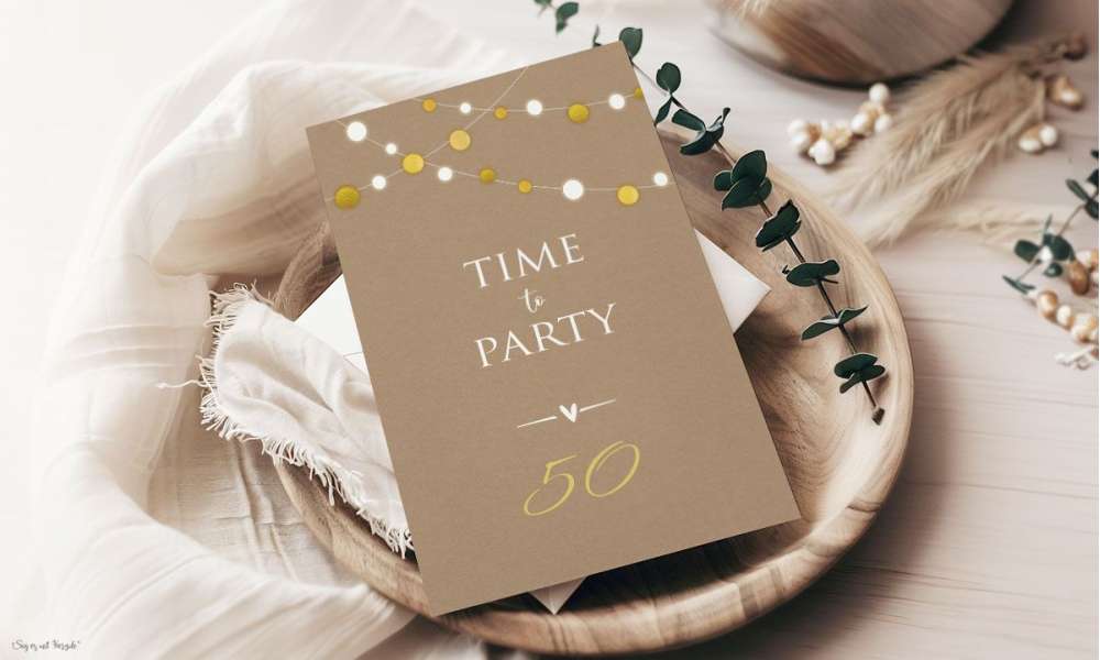 Einladungskarten 50. Geburtstag Kraftpapier