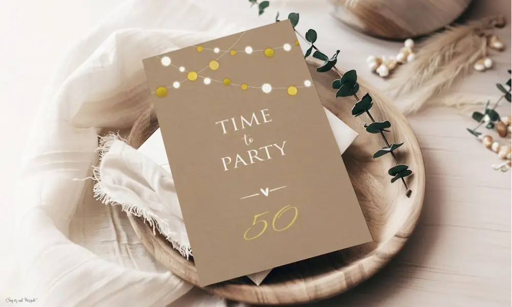 Einladungskarten 50. Geburtstag Kraftpapier