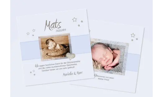 Babykarte, Danksagung Geburt "verträumter Bengel", shabby chic
