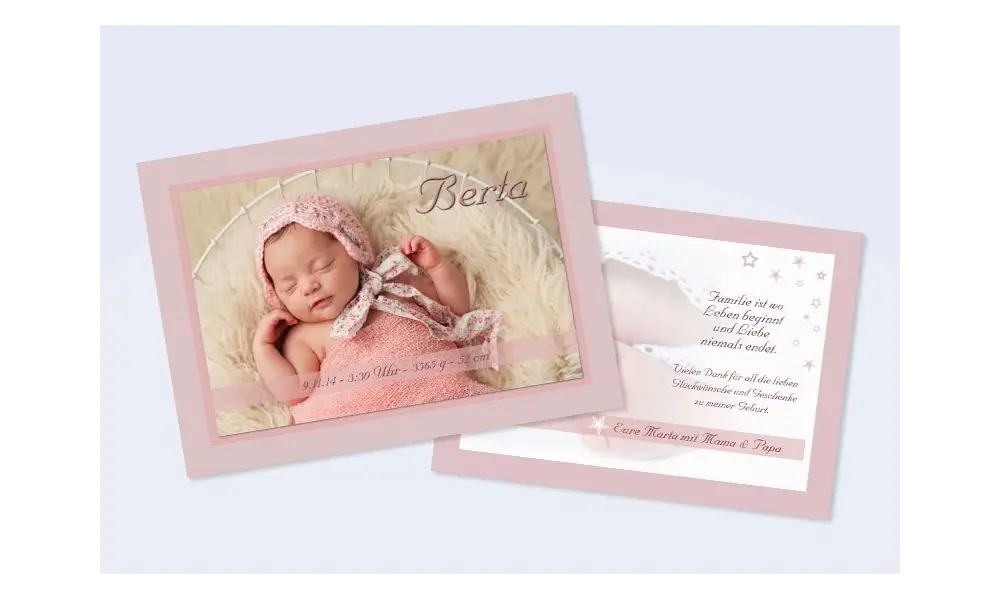Danksagungskarte, Karte zur Geburt DIN A6 "Vintage-Baby"