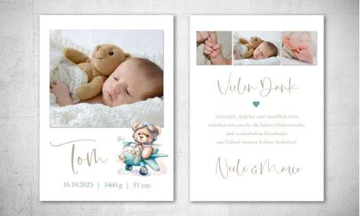 Dankeskarten Geburt natürlich