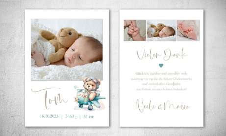 Dankeskarten Geburt natürlich