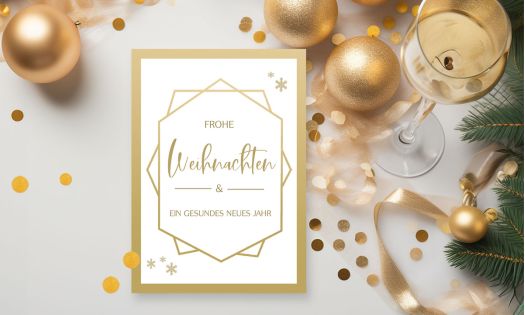 Weihnachtskarten für Firma gold edel