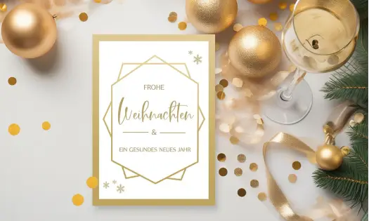 Weihnachtskarten für Firma gold edel